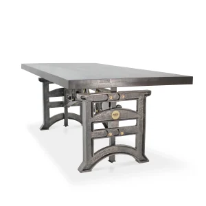 Harvester Industrial Executive Desk - Iron Adjustable Base – Driftwood Top