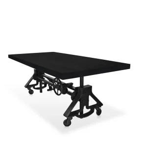Otis Steel Industrial Dining Table – Adjustable - Casters – Ebony Top