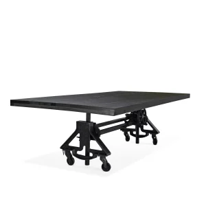 Otis Steel Dining Table - Adjustable Base - Casters - Ebony Top - 8 ft