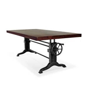 Frederick Industrial Dining Table Desk - Adjustable Height - Walnut Top