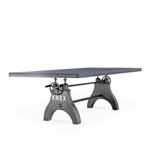 KNOX Adjustable Height Dining Table - Steel Base - 8 ft Gray Top