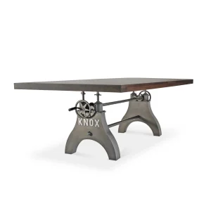 KNOX Adjustable Height Dining Table - Steel Base - 8 ft Walnut Top