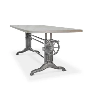 Frederick Adjustable Height Dining Table - Cast Iron - White Marble Top