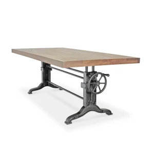 Frederick Adjustable Height Dining Table Desk - Cast Iron - Rustic Mahogany