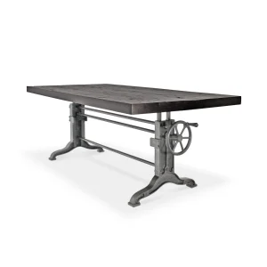 Frederick Adjustable Height Dining Table Desk - Cast Iron - Rustic Ebony