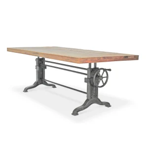 Frederick Adjustable Height Dining Table Desk - Cast Iron - Rustic Oak