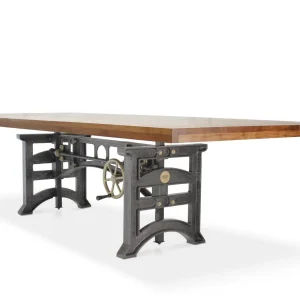 Harvester Industrial Communal Table - Iron Adjustable Base - Natural Top