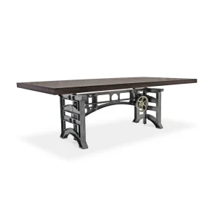 Harvester Industrial Dining Table - Cast Iron Adjustable Base - 8 ft Espresso Top