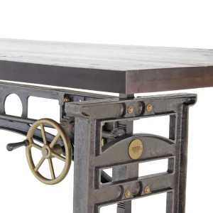 Harvester Industrial Dining Table - Iron Adjustable Base – 8 ft Rustic Espresso
