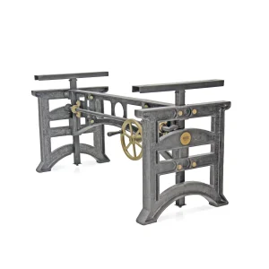 Harvester Industrial Dining Table Desk - Cast Iron Adjustable Base - DIY