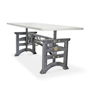 Harvester Industrial Executive Desk - Iron Adjustable Base – Marble Top