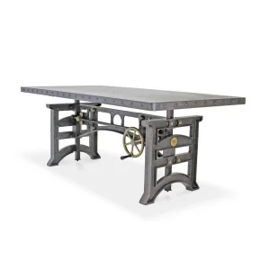 Harvester Industrial Executive Desk - Cast Iron Adjustable Base – Steel Top