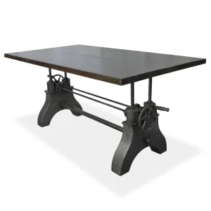 KNOX Adjustable Coffee to Dining Table - Industrial Steel Crank - Ebony Top