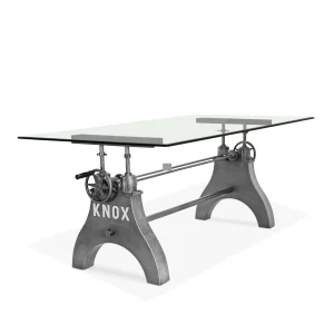 KNOX Adjustable Dining Table - Steel Base - Elegant Glass Top