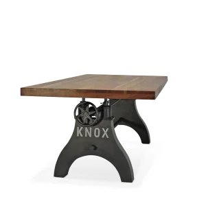 KNOX Adjustable Dining Table - Steel Industrial Base - Oak Top