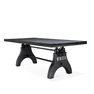 KNOX Adjustable Dining Table - Steel Base - Rustic Ebony Top