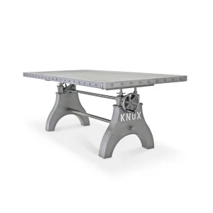 KNOX Adjustable Height Dining Table - Steel Crank Base - Steel Top