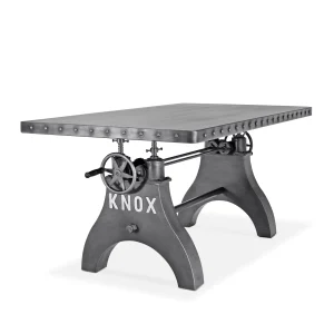 KNOX Adjustable Writing Table Desk - Embossed Steel Base - Steel Top