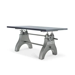 KNOX Adjustable Writing Table Desk - Embossed Steel Base - Pewter Gray