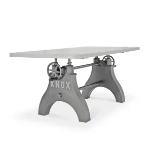 KNOX Industrial Writing Table Desk Base - Adjustable Height - White Marble