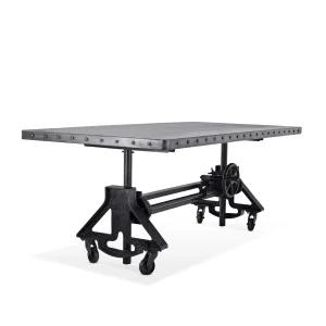 Otis Steel Dining Table - Adjustable Height - Casters - Metal Top