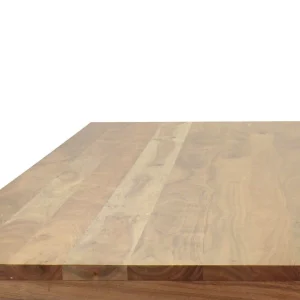 Otis Steel Dining Table - Adjustable Iron Base - Casters - Natural Top - 8ft